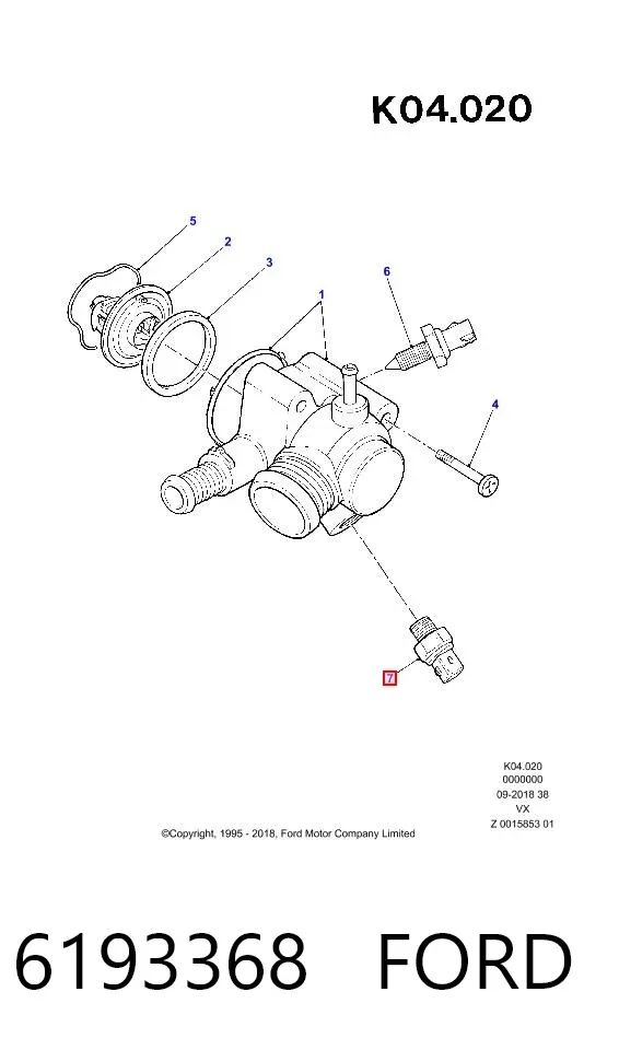 Sensor de temperatura do fluido de esfriamento 6193368 Ford