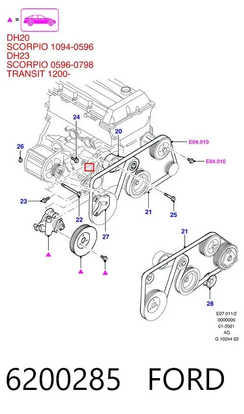 Rolo parasita da correia de transmissão 6200285 Ford