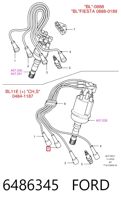 Fios de alta voltagem, kit 6486345 Ford