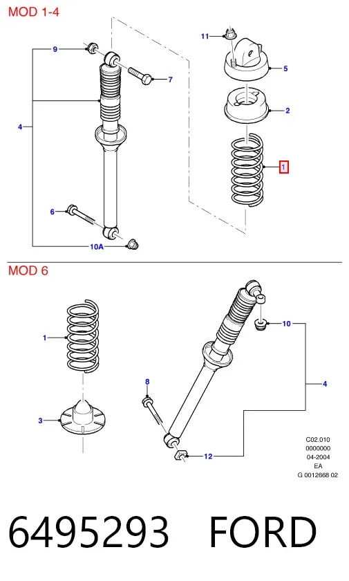 Mola traseira 6495293 Ford