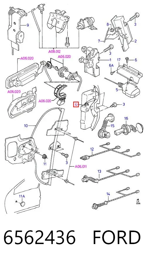 Motor acionador de abertura/fechamento da porta 6562436 Ford