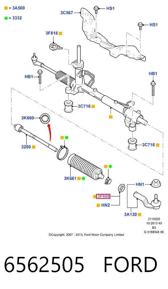 Porca de cubo dianteiro 6562505 Ford