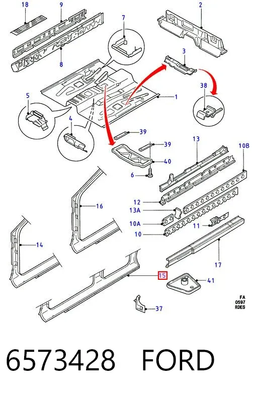 Acesso externo direito 6573428 Ford
