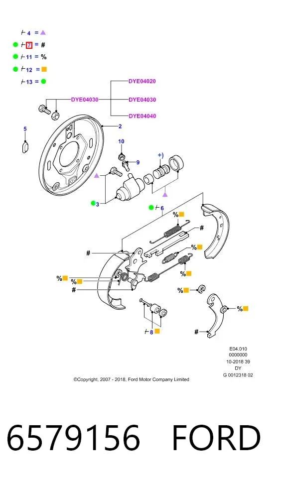 Mecanismo de aproximação (de auto-aproximação) das sapatas de tambor (kit de reparação levadiça) 6579156 Ford