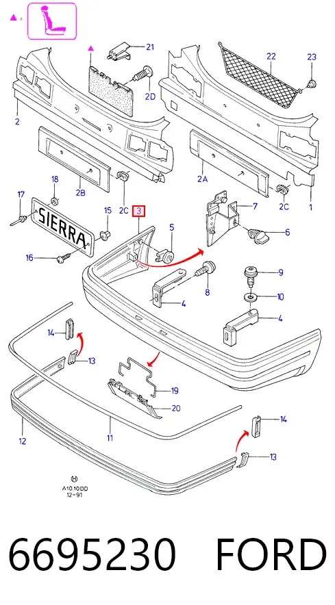 Pára-choque traseiro 6695230 Ford