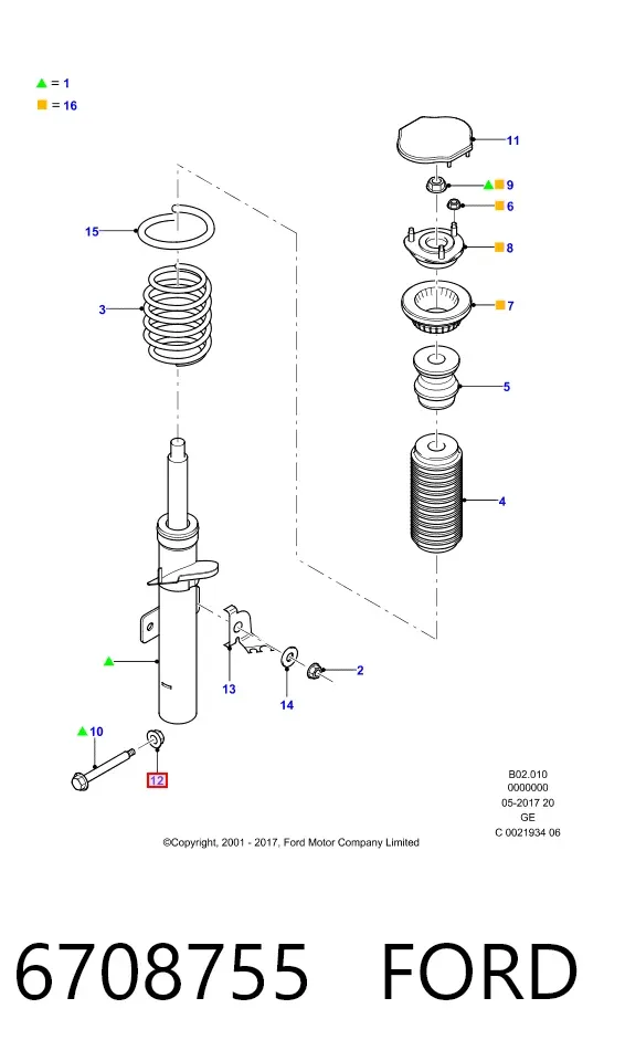 Parafuso (porca) de fixação 6708755 Ford