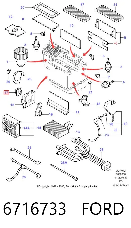 Resistor (resistência) de ventilador de forno (de aquecedor de salão) 6716733 Ford