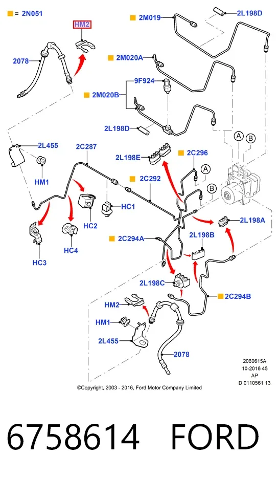 Braçadeira de fixação do freio de mangueira 6758614 Ford