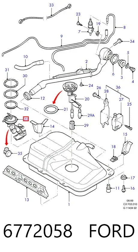 Módulo de bomba de combustível com sensor do nível de combustível 6772058 Ford