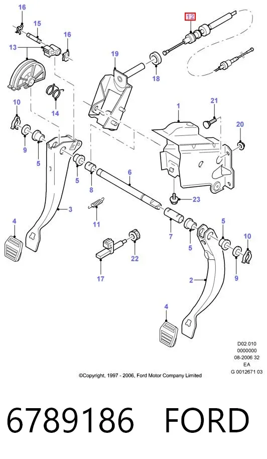 Cabo de embraiagem 6789186 Ford