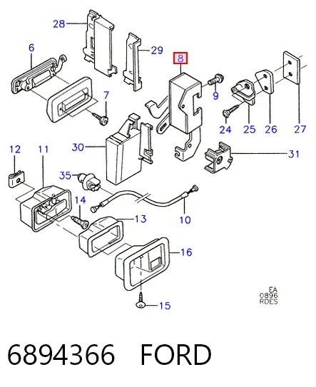 Fecho da porta dianteira esquerda 6894366 Ford