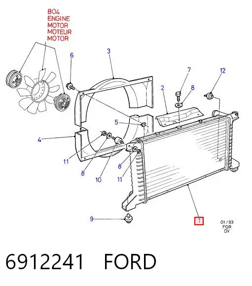 Radiador de esfriamento de motor 6912241 Ford