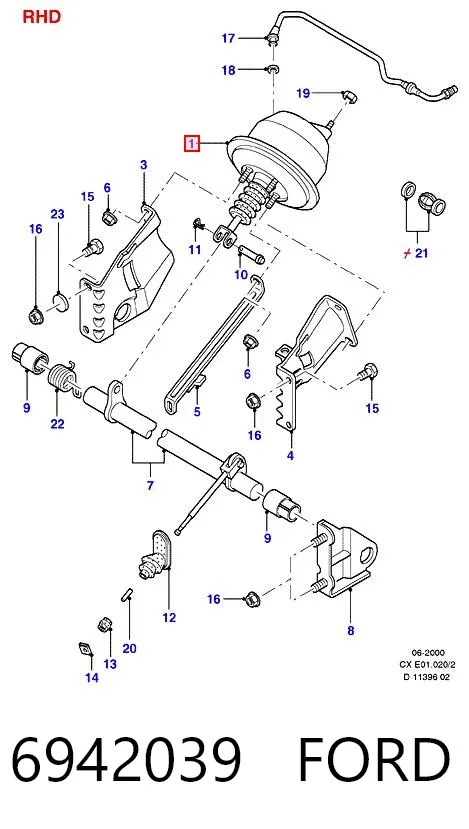Reforçador dos freios a vácuo 6942039 Ford