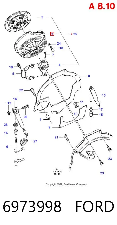Cesta de embraiagem 6973998 Ford