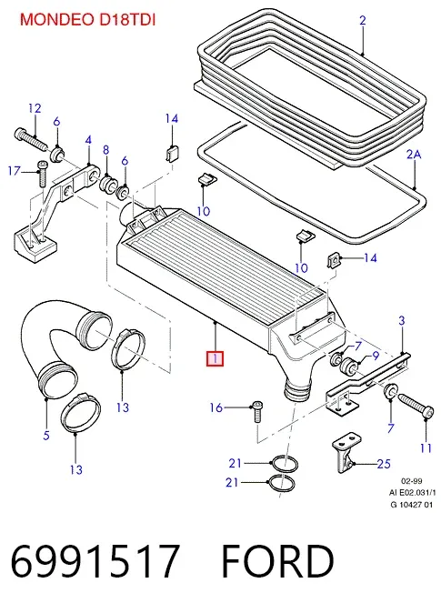 Radiador de intercooler Ford Escort VII