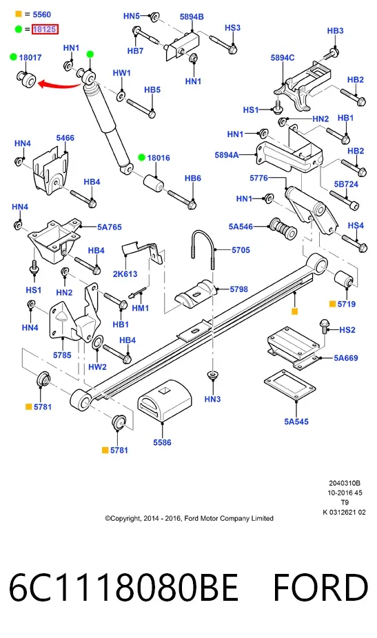 Amortecedor traseiro 6C1118080BE Ford
