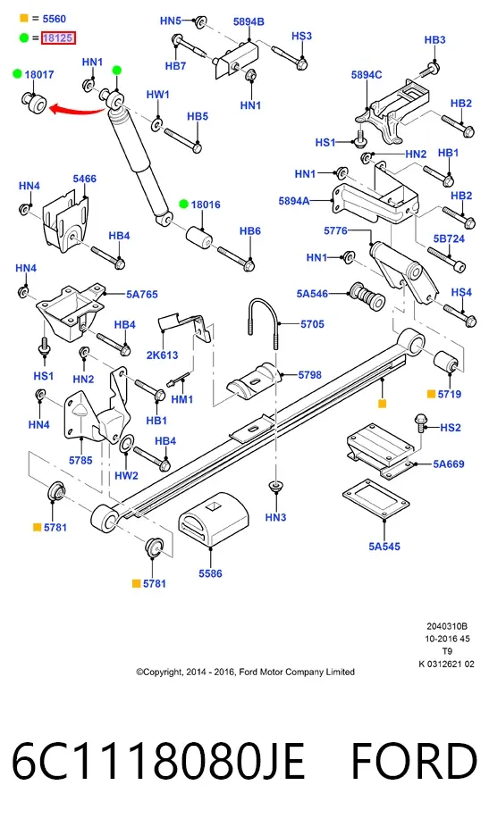 Amortecedor traseiro 6C1118080JE Ford