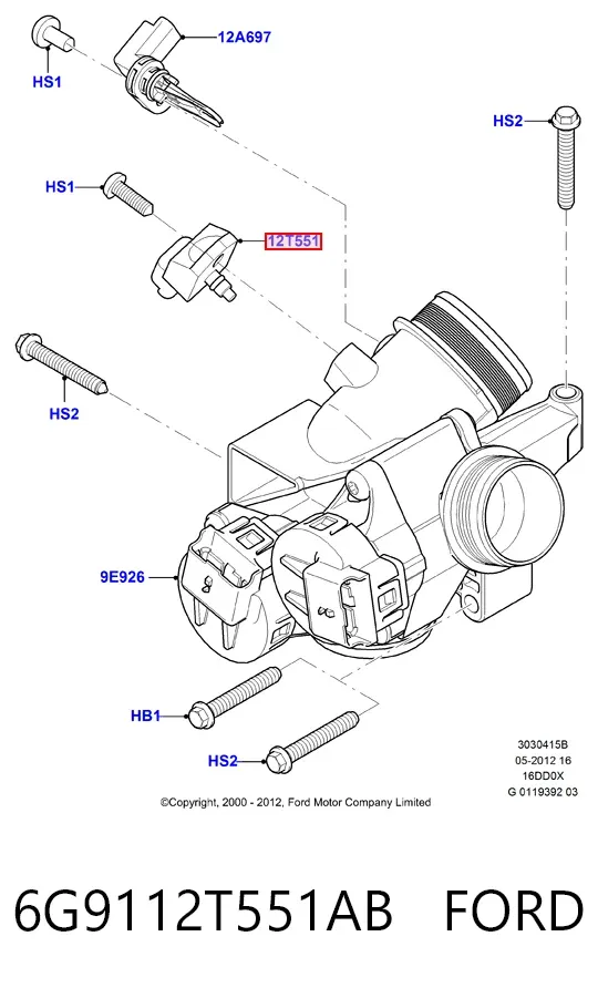 Sensor de pressão no coletor de admissão, MAP 6G9112T551AB Ford