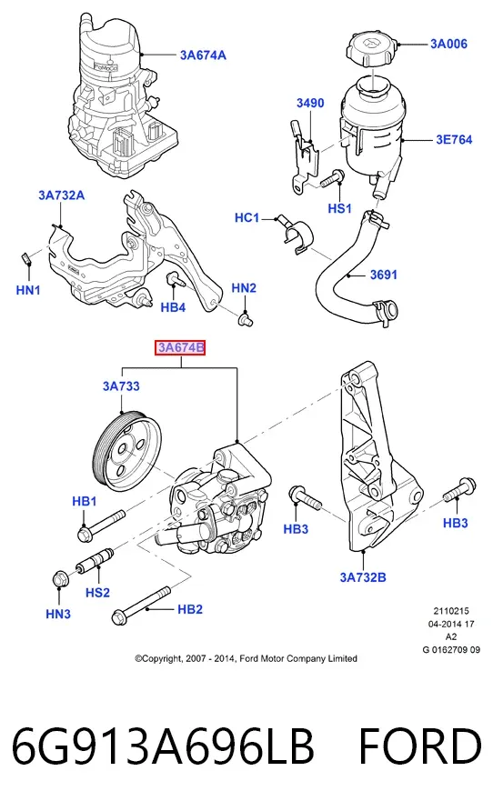 Bomba da Direção hidrâulica assistida 6G913A696LB Ford