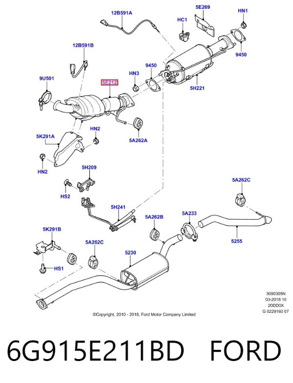 Convertidor - catalisador 6G915E211BD Ford