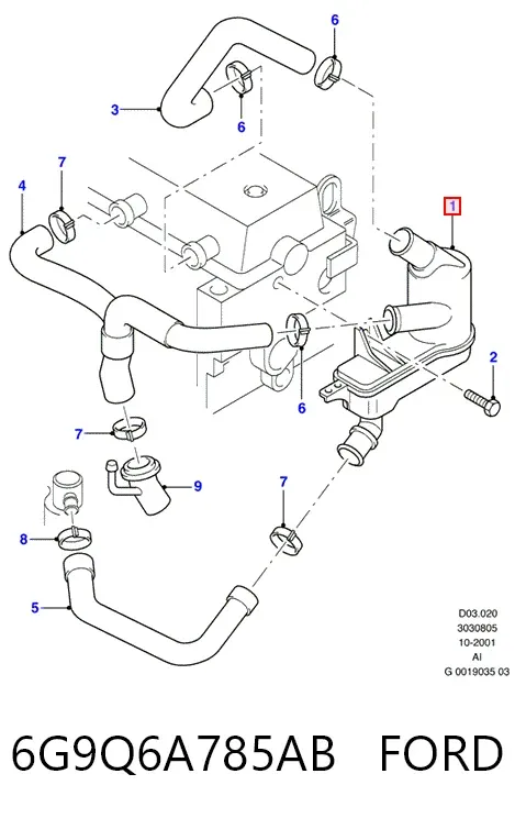 Separador de óleo (separador) do sistema de ventilação de cárter 6G9Q6A785AB Ford