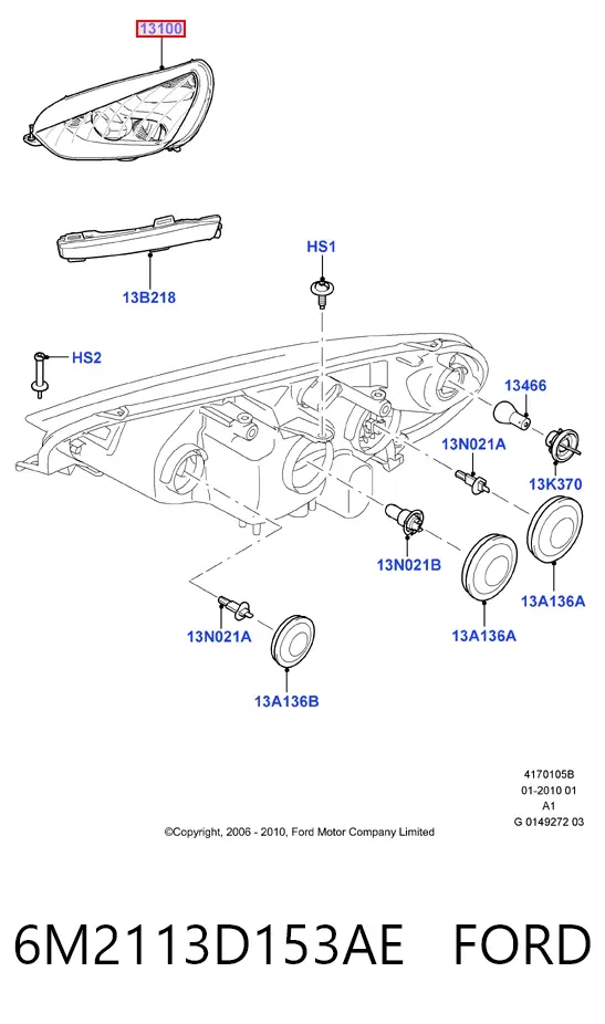 Luz esquerda 6M2113D153AE Ford