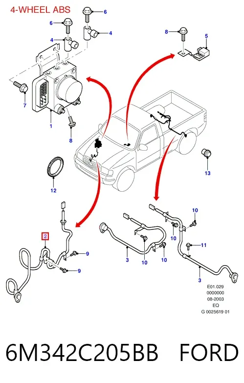 Sensor ABS dianteiro esquerdo 6M342C205BB Ford