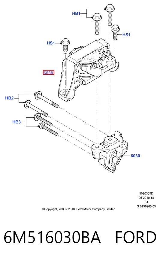 Coxim (suporte) direito de motor 6M516030BA Ford