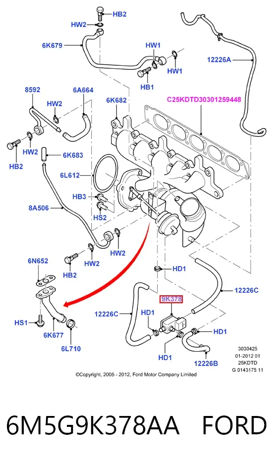 Convertidor de pressão (solenoide) de supercompressão 6M5G9K378AA Ford