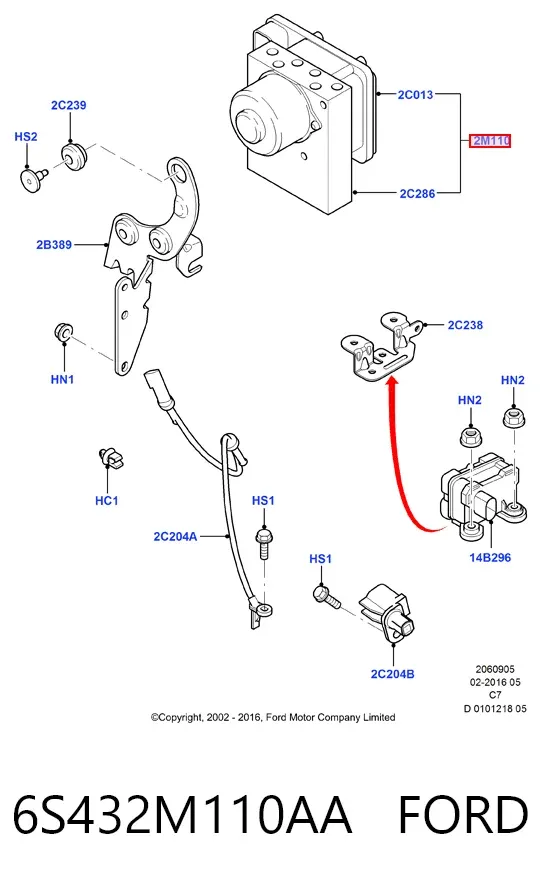 Unidade hidráulico de controlo ABS 6S432M110AA Ford