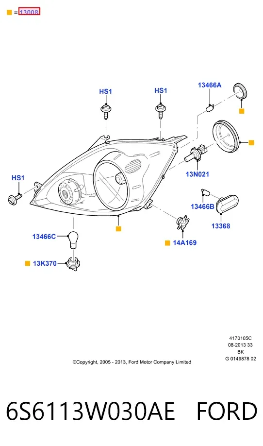 Luz esquerda 6S6113W030AE Ford