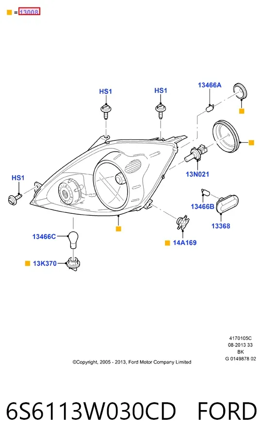 Luz esquerda 6S6113W030CD Ford