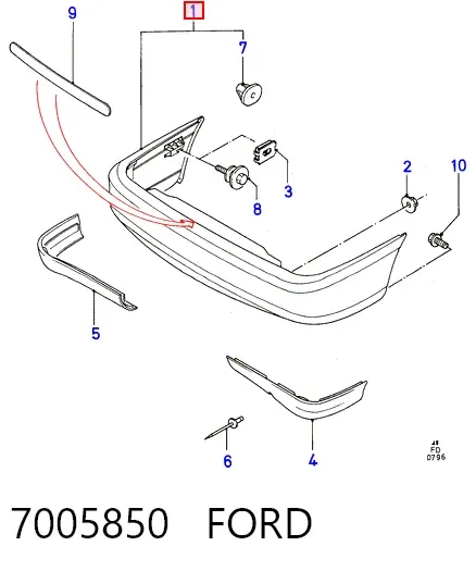 Pára-choque traseiro 7005850 Ford