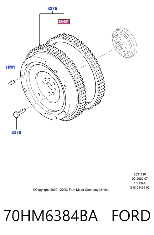 Coroa de volante 70HM6384BA Ford