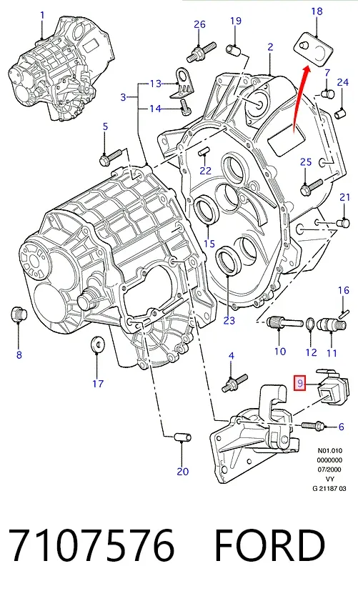 Sensor de ativação das luzes de marcha à ré 7107576 Ford