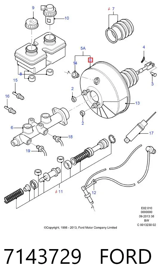 Reforçador dos freios a vácuo 7143729 Ford