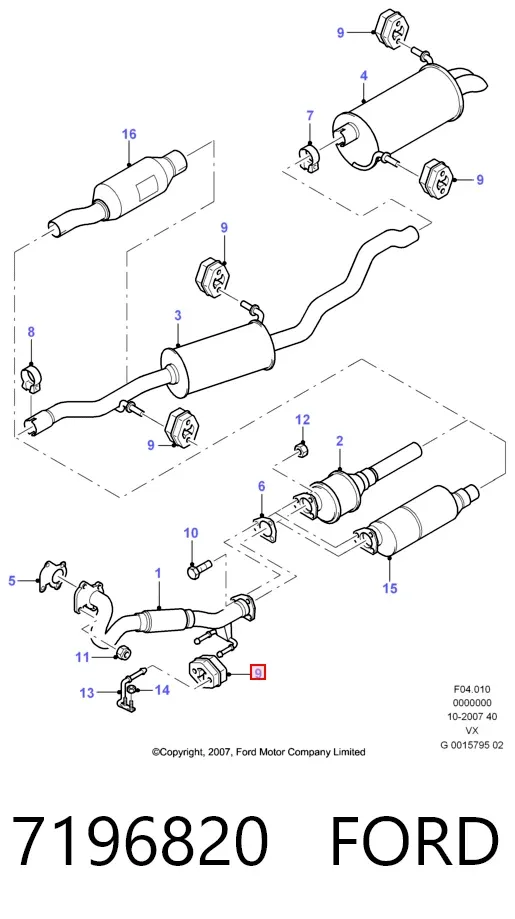 Coxim de fixação do silenciador 7196820 Ford