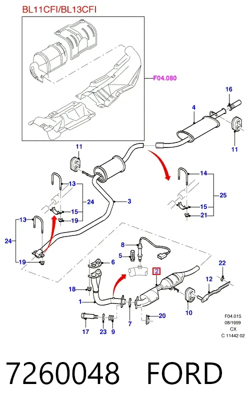 Convertidor - catalisador 7260048 Ford