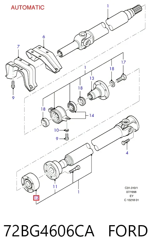 Junta homocinética interna traseira 72BG4606CA Ford