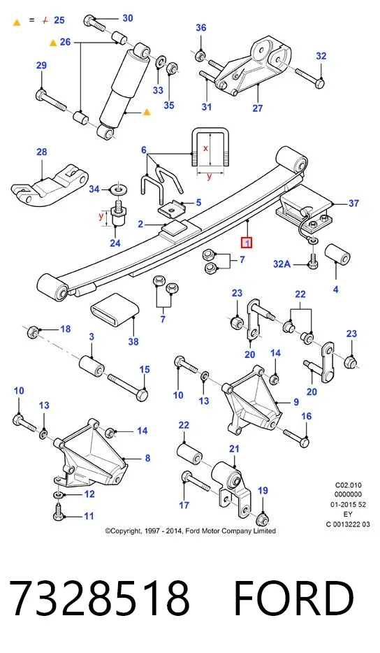 Suspensão de lâminas traseiro 7328518 Ford