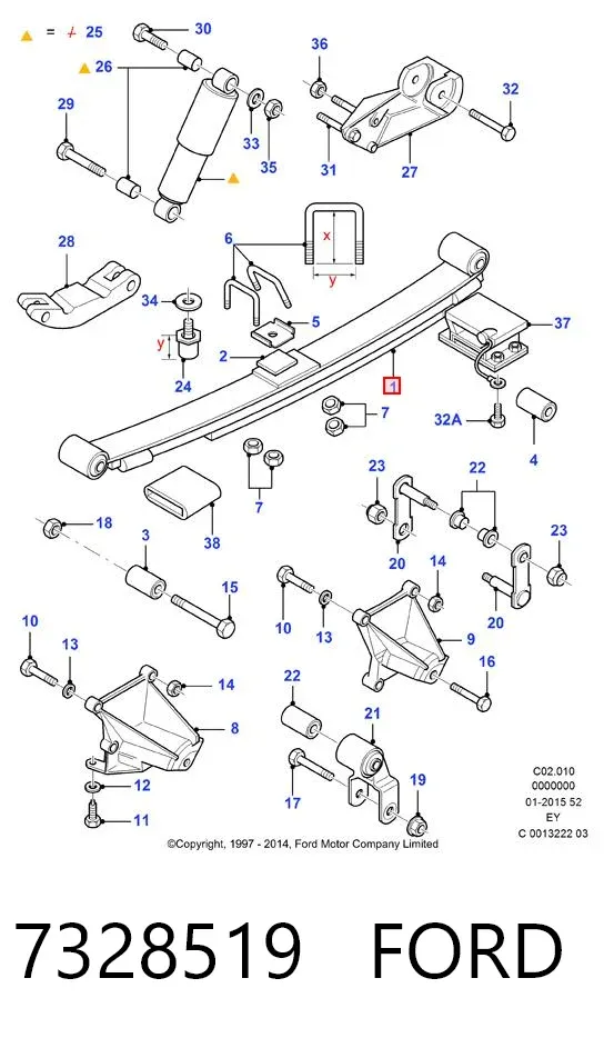 Suspensão de lâminas traseiro 7328519 Ford
