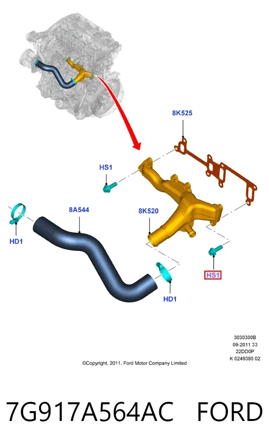 Cilindro de trabalho de embraiagem montado com rolamento de desengate 7G917A564AC Ford