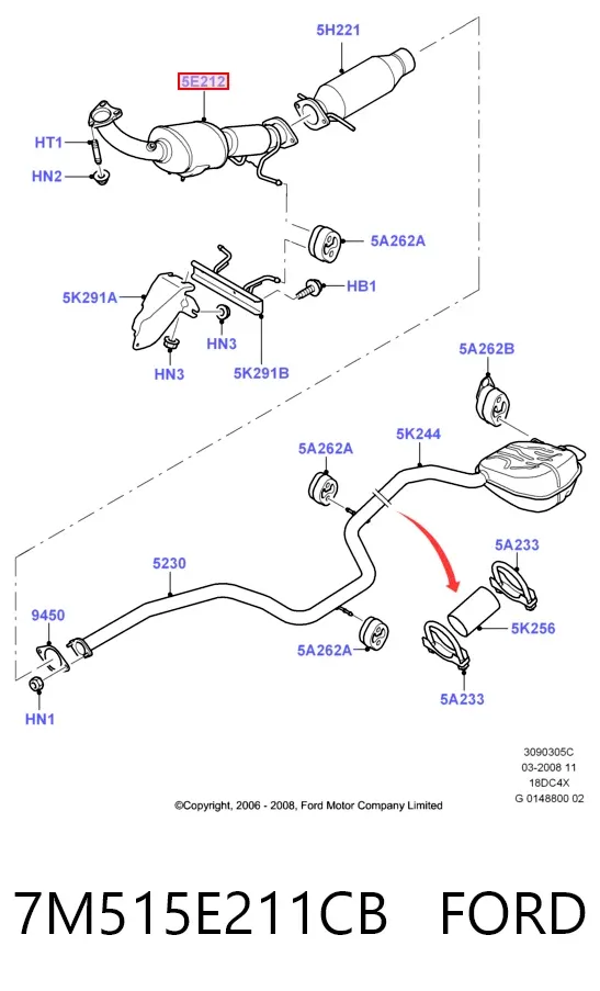 Convertidor - catalisador 7M515E211CB Ford