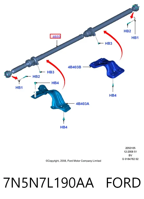 Junta universal traseira montada 7N5N7L190AA Ford