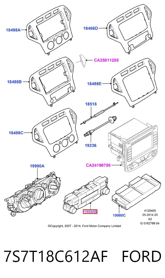 Unidade de controlo dos modos de aquecimento/condicionamento 7S7T18C612AF Ford