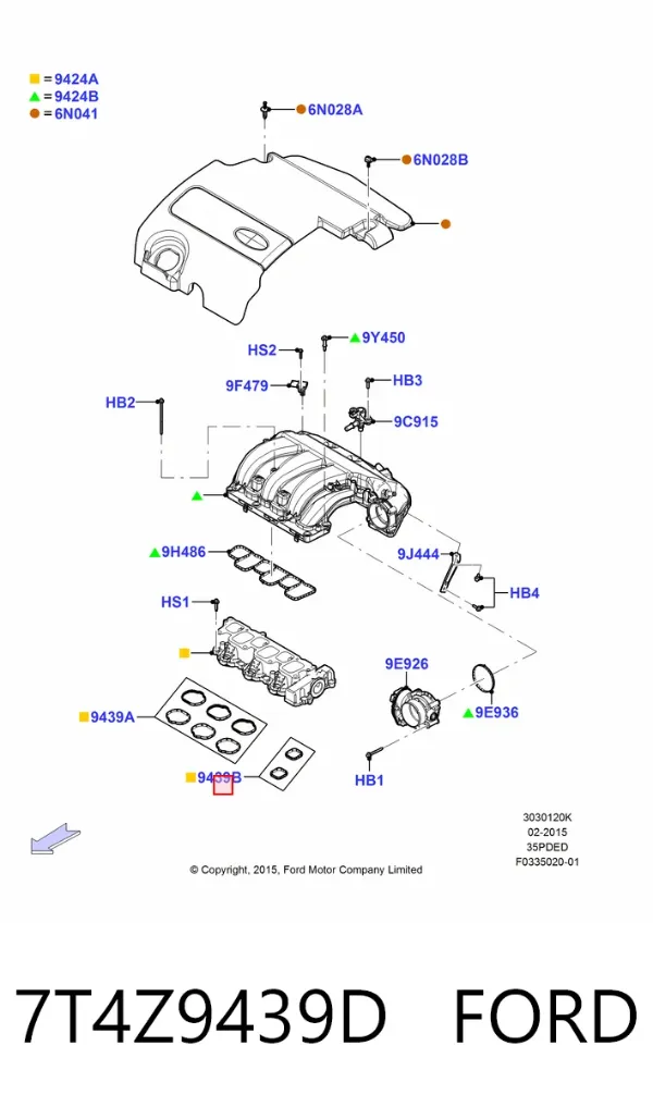 Vedante de tubo coletor de admissão Ford Edge I
