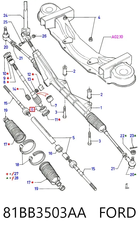 Cremalheira da direção 81BB3503AA Ford