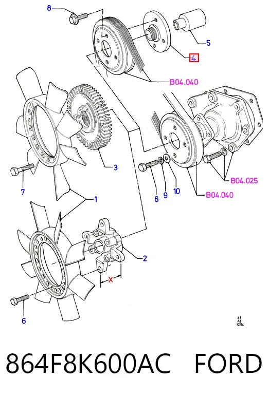 Consola de acoplamento viscoso do sistema de esfriamento de suporte 864F8K600AC Ford