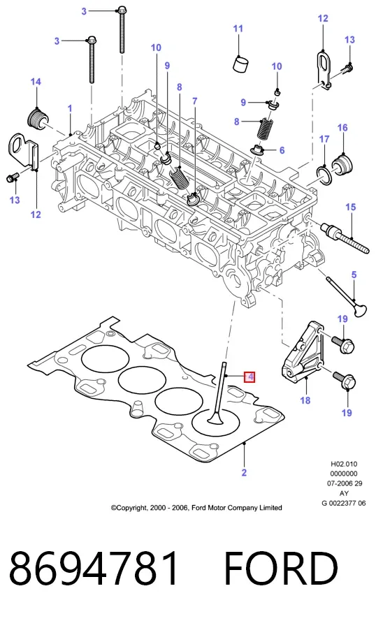 Válvula de admissão 8694781 Ford