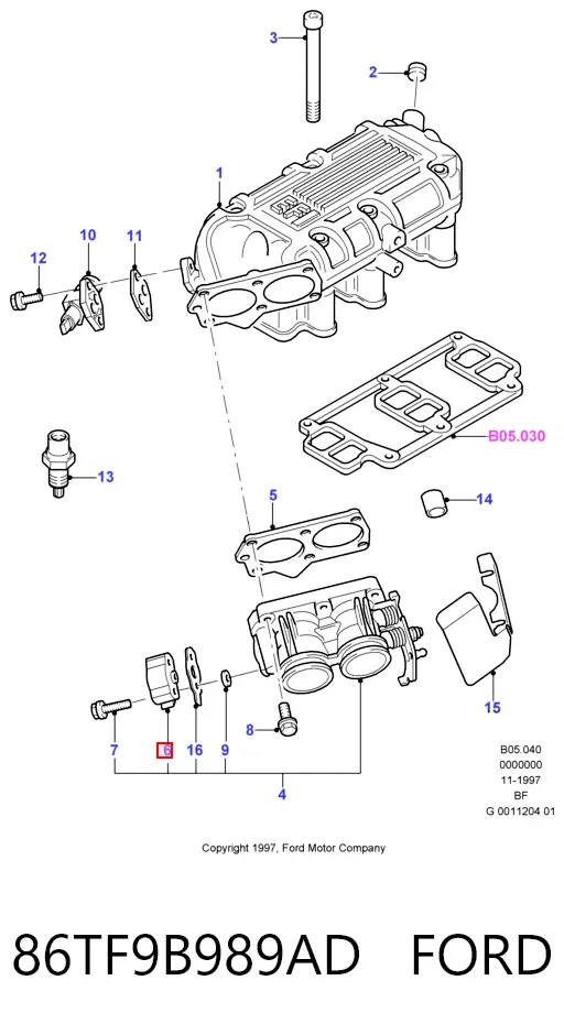 Sensor de posição da válvula de borboleta (potenciômetro) 86TF9B989AD Ford